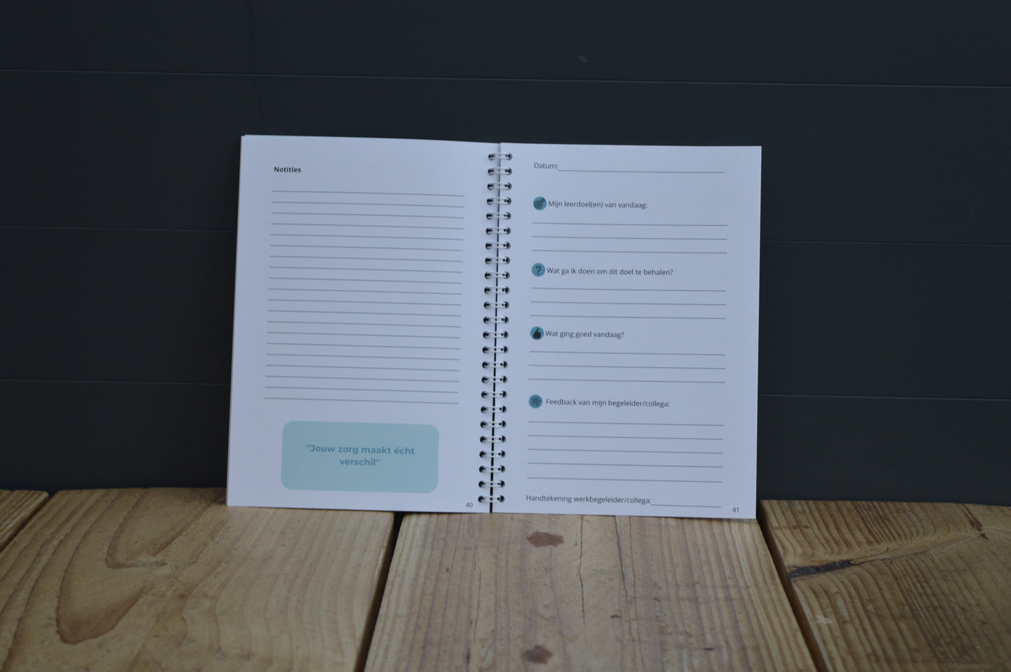 Het eerste hulp bij leerdoelen en feedback schriftje